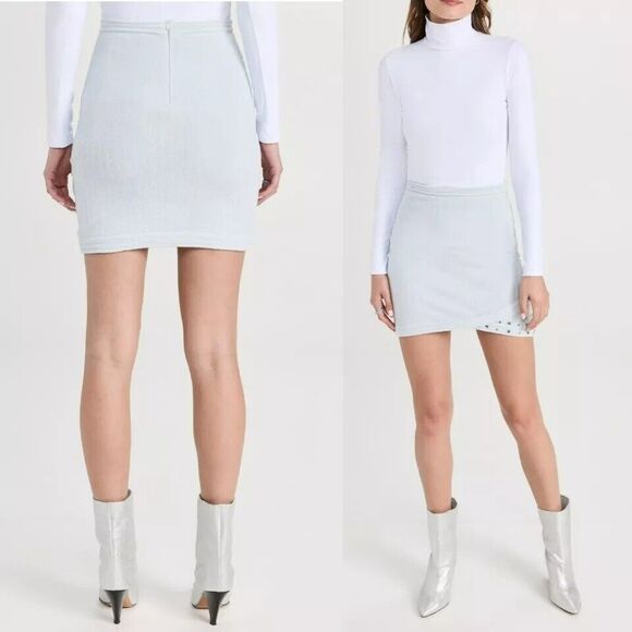 NEW JoosTricot Chenille Cheer Mini Skirt Light Blue Rhinestone S Terrycloth - Picture 3 of 10